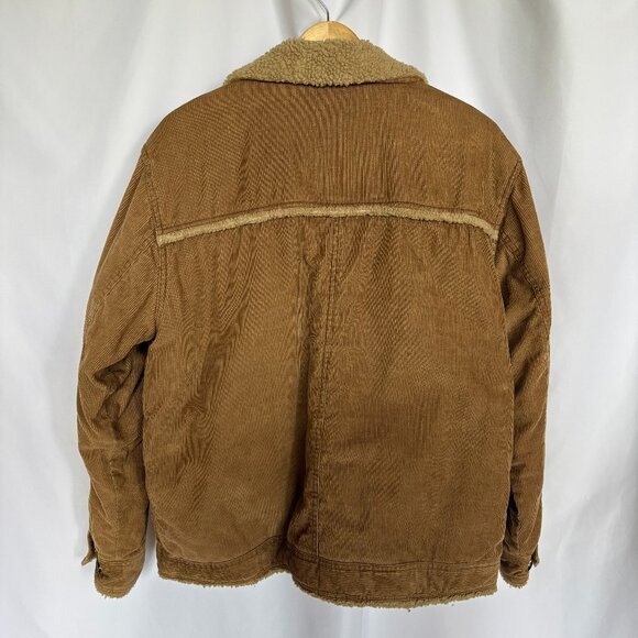 Aeropostale Men's 90s Tan Corduroy Sherpa Lined Jacket Y2K Size Large EUC - Picture 2 of 11